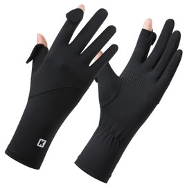 SUJAYU Ultra Thin Full Finger UV Protection Gloves Driving Gloves Women, Breathable Touchscreen UPF Glove Sun Protection Glove (Black, Medium)