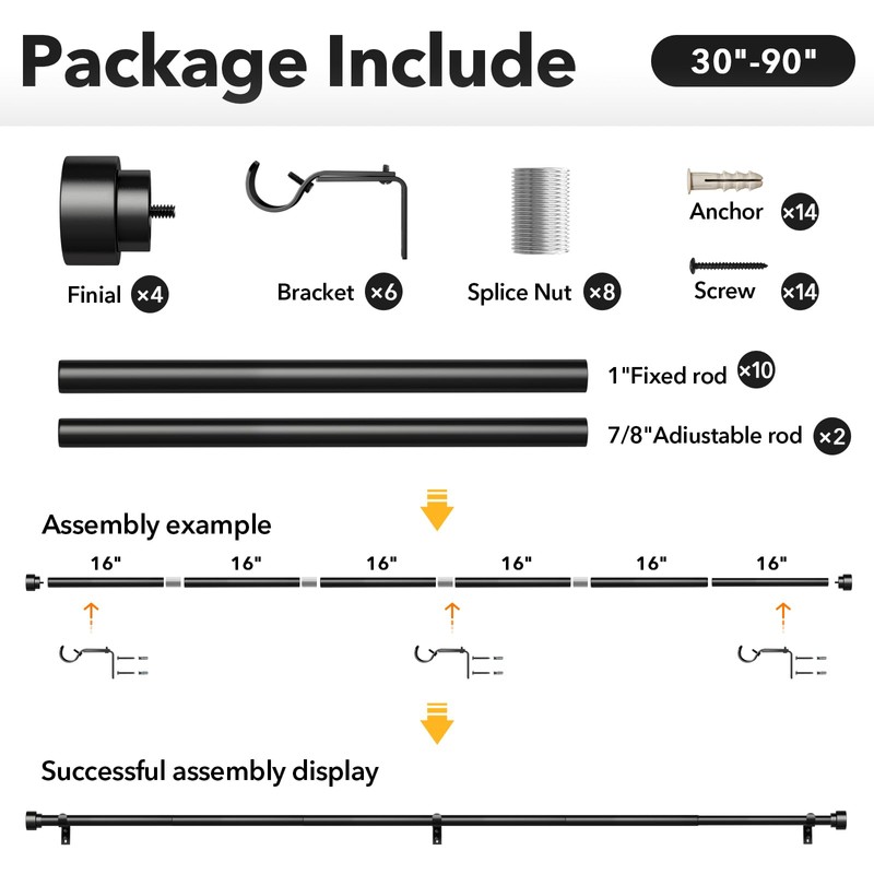 IFELS 2 Pack Heavy Duty Curtain Rods for Windows 48