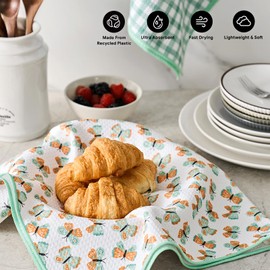 RECYCO Waffle Kitchen Towel Set of 2 - Quick Dry Microfiber Sustainable Dish Towels - Ultra Absorbent Reusable Cleaning Tea Towels - Lightweight Hand Towels,16”x 28”, Butterfly Gingham