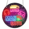 Qianyu Neon Little Man Cave Sign Gaming Wooden Door Sign