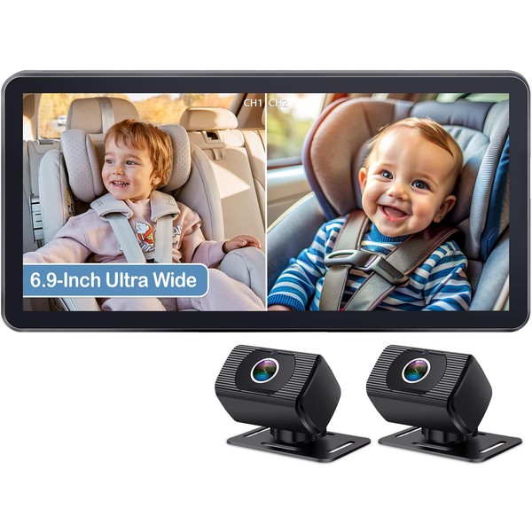 2-Kids Baby Car Camera for Seat: 6.9 Inch Ultrawide Display