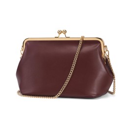 Women's Kiss Lock Crossbody Bag PU Medium Handbags Kiss Clasp Crossbody Shoulder Bags Tote Purse Messenger Handbag