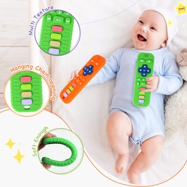 Hooku 2 Pack Remote Teether for Baby, Silicone Teethers for Babies 6-12 Months, Baby Teething Toys for Babies 0-6 Months, Sensory Toys for Babies, Toddler Infant Newborn Toys Baby Gifts for Boys Girls