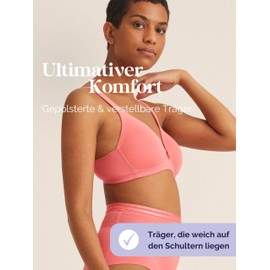 Naturana® Women’s Bra without Underwire (Cup A–D), 100% Padded Straps, Bra without Underwire with Seamless Cups, Women’s Bra with Underbust Band, pink