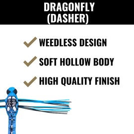Lunkerhunt Dragonfly Lure with Double Skirted Wings | Perfect Topwater Fishing Lures for Bass, Trouth and Pike, Weedless Bait (Dasher)