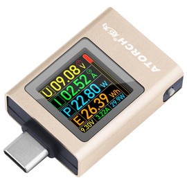 Current Voltage Checker, Bidirectional USB C Power Meter USB C Tester, USB Multimeter 4.5-50V 0-12A Voltage Current Capacity Energy Power Digital Tester Gravity Sensor Color Display