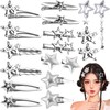 RAINBOW WSK 18 Pcs Silver Star Hair Clips Y2k 2000s