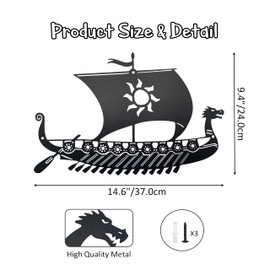 Unique Metal Viking Ship Wall Decor, Nordic Pagan Norse Nordic Decor Vikings Metal Sign, Viking Decor For Home Kitchen Living Room Bedroom Garden Hotel Office Wall Decoration, Viking Gifts For Men