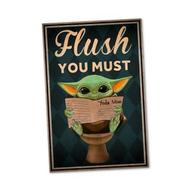 Flush You Must Sign Funny Gift Idea for Toilet and Bathrooms 20 x 30 cm Forex in 3 mm Thickness