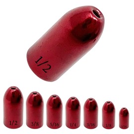 Reaction Tackle Tungsten Bullet Fishing Weights/Worm Sinkers for Bass Fishing - 1/8 Red