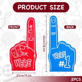 FunnAura 2 PCS Blue and Red Gladiators Foam Finger, Number 1 Giant Foam Hands, Party Props Sports Fan Accessories