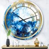 DesignQ Glam Wall Clock 'Blue and Gold Ocean Abstract Marble'
