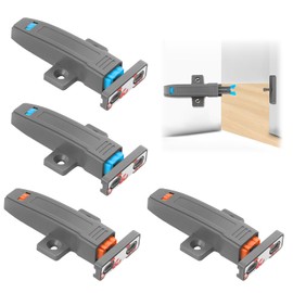 Push to Open Door Catches 4 Pack 50N Heavy Duty Push Latch for Cabinets Closets & RVs - Tool Free Installation Non Magnetic Spring Release Self Closing Design 8ft Door Compatibility