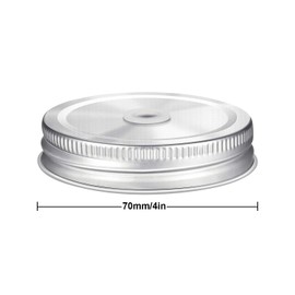 20 Pieces Stainless Steel Regular Mouth Mason Jar Lids with Straw Hole Compatible with Mason Jar (Silver, 2.7 Inch)