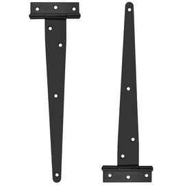 TOVOT 2PCS 10 Inch T-Shape Shed Door Hinges Barn Door Hinges Outdoor Gate Hinges Black Hinges for Fence Gate Window