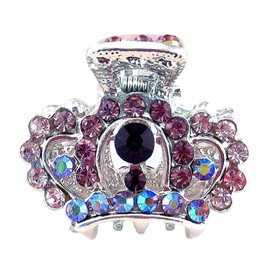 Sparkly Crystal Crown Claw Hair Clip ~ Purple
