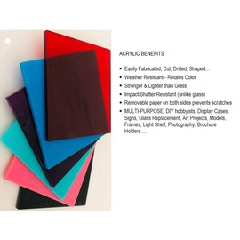 3 Pack Color Cast Acrylic Plexiglass Sheets 1/8" Thick (3mm) Easy to Cut Plastic Plexi Glass with Protective Paper for Signs, DIY Display Projects, Crafts, Shelves (Pink, 6" x 12")