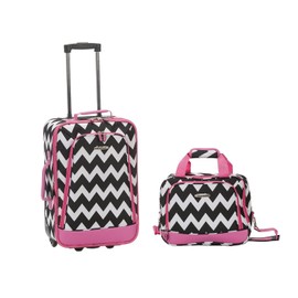 Rockland 2 PC LUGGAGE SET, Medium, Small, Polycarbonate (PC), 4 Wheels, In-Line Skate, Water Resistant, Solid, 8 pounds