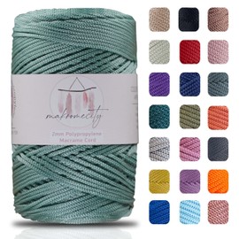 Makromecity Macrame Yarn 2 mm x 230 m, Premium Polyester Macrame Cord, Polypropylene Yarn for Crafts, Home Decorations, Place Mats, Shoulder Bags, Handbags, Runners, Comforters, Chains