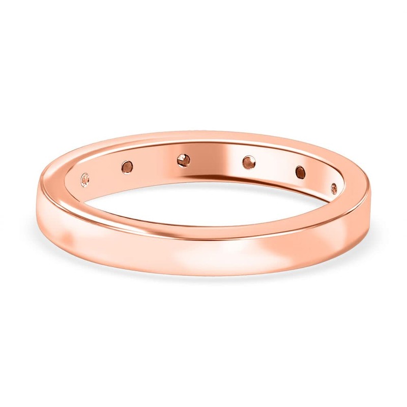 TJC White Diamond Band Ring In 18K Rose Gold Plated