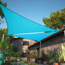 ShadeMart 24' x 24' x 24' Turquoise Sun Shade Sail UPF50 Triangle Canopy Fabric Cloth Screen, Water Air Permeable & UV Resistant, Heavy Duty, Carport Patio Outdoor - (We Customize Size)
