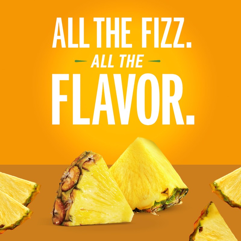 IZZE Sparkling Water Juice Beverage Blend, Pineapple, No Sugar Added,