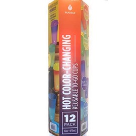 Manna 16oz Color Changing Reusable Cup Set for Hot Liquids - 12-Piece - Red, Green, Blue, Sky Blue
