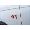 CUSTOM BUILD 2PCS Red Black Hell Hawk Decal Sticker Emblem
