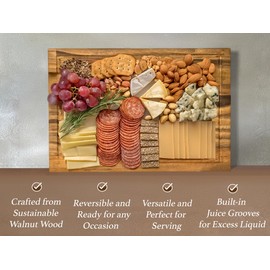 Premium Walnut Wood Cutting Board 18x14x1 Inch - Large Butcher Block with Edge Grain - Knife-Friendly, Durable Chopping Board for Meat, Vegetables, Cheese, Bread - Sustainable & Easy to Maintain