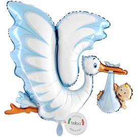 Balloa Palloncino XXL in alluminio a forma di cicogna con bambino, palloncino ad elio per decorazione di nascita, palloncino per decorazione di feste per bambini, regalo per la nascita di un figlio