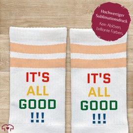 Shirtracer - Socks Its All Good I Statement Tennis Socks Saying "Alles ist gut Socke Alles okay I Alles in Ordnung ", 10 pastel orange