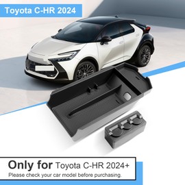Coleya Centre Console Storage Box Compatible with Toyota C-HR 2024 2025, C-HR Accessories Armrest Organiser, Toyota CHR Centre Armrest Glove Box with Non-Slip Mat (Black)