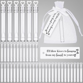 Simgoing 60pcs Funeral Bubble Wands Send Off Memorial Bubble Favors for Guests Funeral Memorial Gifts Celebration of Life Favors Sympathy Thank You Tags for Guest Return Blow Kisses to Heaven