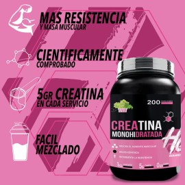 Creatina Suplemento Monohidratada Heragen 1kg 200 Servicios Uva                                                                                       