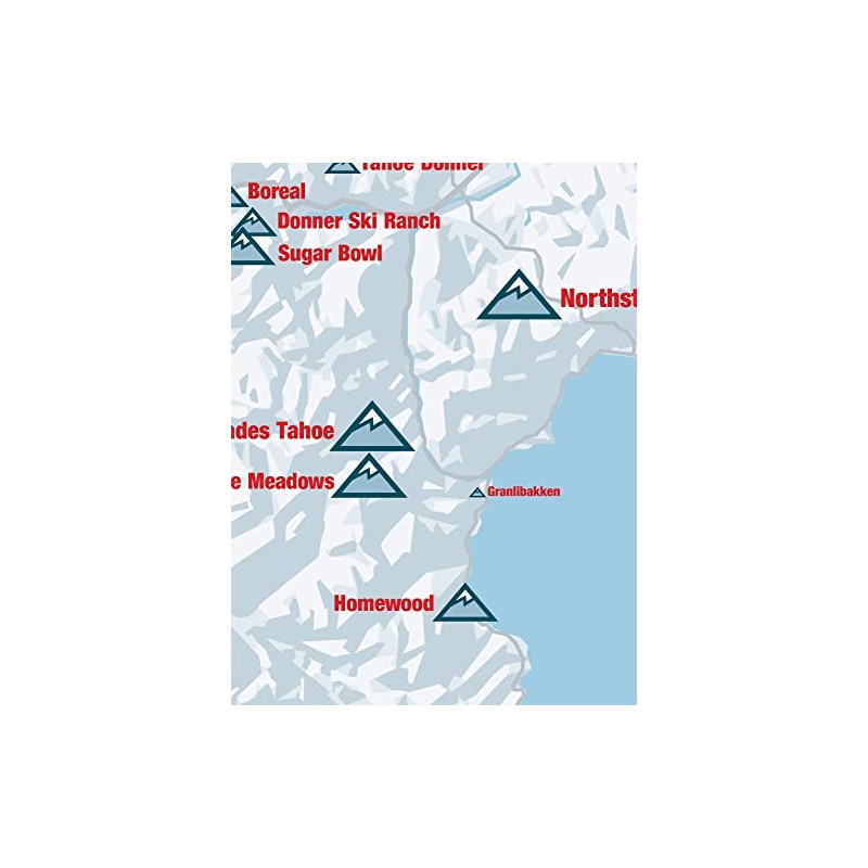 Lake Tahoe Ski Resorts Map 18x24 Poster (White & Red)