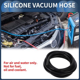 INFINAUTO Silikon-Vakuumschlauch Motor 16,4FT 1/4" 6mm ID 2,5mm Dicke Auto-Automobil-Vakuumschlauch Silikon Schwarz Hochtemperatur