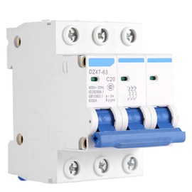 400V 3 Pole Miniature Circuit Breaker MCB Safety Breaker with 35mm DIN Rail for Solar Power Generation System (20A)