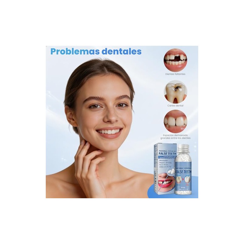 Reparación Dentaduras, Dientes Postizos Moldeables Reutilizables, 30ml | Diente provisional