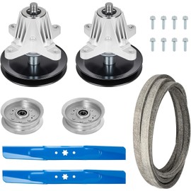 42” Deck 618-06976 Rebuild Kit Fit for Cub Cadet XT1-LT42 XT2-LX42 KH XT2-LX42 KW Craftsman T8000, Includes 2 Spindles 918-06976, 2 Idlers GY22082 756-05034, 2 Blades 742-04308, 100" Belt 754-05021