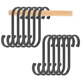 TEKONDA Pack of 12 S Hooks Kitchen Hooks Black Aluminium Hooks Metal Hooks for Clothes Rail Kitchen Wardrobe Garden Bathroom Bedroom