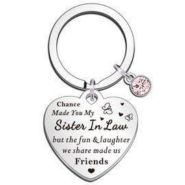 QMVMV Sister in Law Keyring Gifts Chance Made You My Sister In Law Birthday Christmas Stainless Steel Present for Sister-in-Law