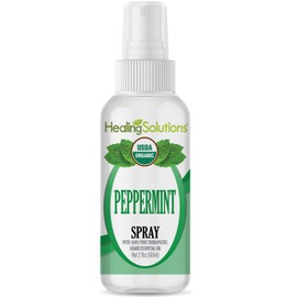 Healing Solutions Organic Peppermint Spray - Certified USDA Organic - Water Infused with Peppermint Essential Oil - 2 Ounce Bottle - Aromatherapy Oil Spray | Healing Solutions