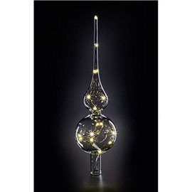KRINNER LUMIX Tree Topper, Wireless, Mouth-Blown Power LED Christmas Tree Topper, Clear, Item 76030