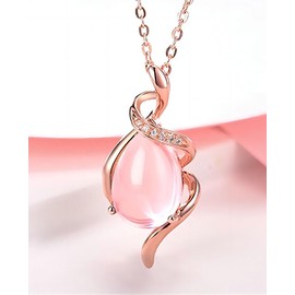 Kim Carrey Gemstone Necklace for Women, 18K Rose Gold, Natural Stones, Elegant Design, Mother's Day, Birthday, Thanksgiving Gifts for Women (Drop)