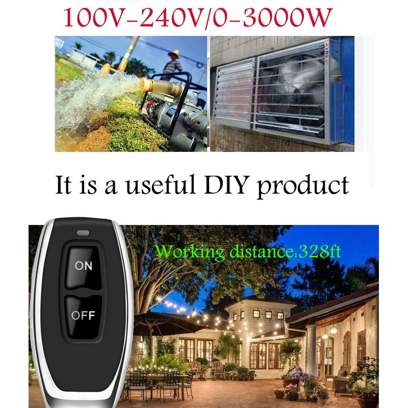 YETOR Wireless Remote Switch,220V/230V/240V /40A Relay Wireless RF Switch for