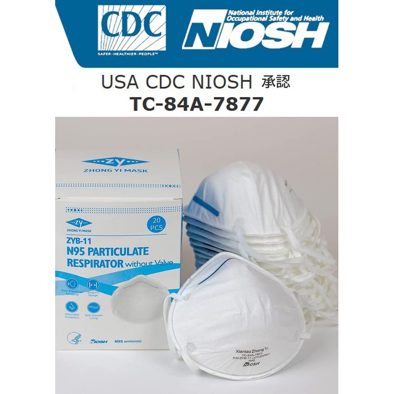 Bitstrong ZYB-11 NIOSH Certified N95 Masks (Cup-Type), 20 Masks, 4-Layer