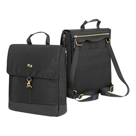 Solo Austin Hybrid Mochila para portátil de 13.3 pulgadas, color negro, Negro con detalles dorados., Pequeño, Bolso híbrido para mujer, mochila, bolso de hombro