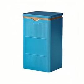 HAN SHENG - Latas de té cuadradas herméticas, color azul, recipientes de almacenamiento de alimentos para té suelto, café, especias (5.9 x 3.4 x 2.8 pulgadas)