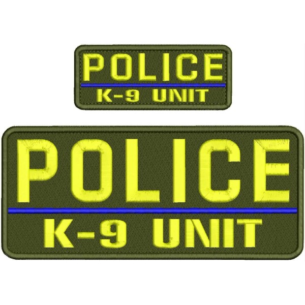 POLICE K-9 UNIT EMBROIDERY PATCHES 4X10 AND 2X5 HOOK ON