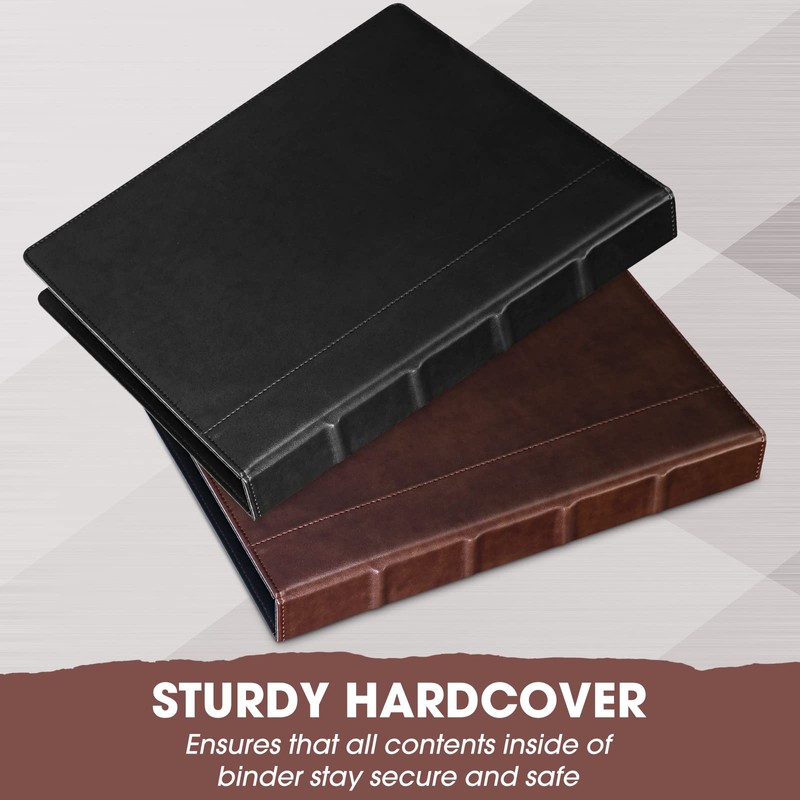 Marspark 2 Pcs Vintage Hardback 3 Ring Binder Professional Leather